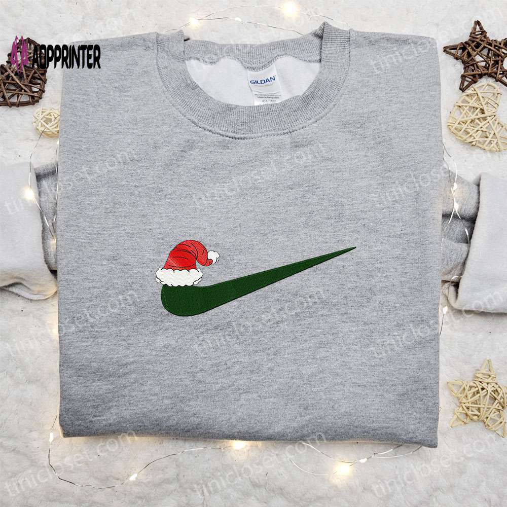 Christmas hat x swoosh embroidered sweatshirt: nike inspired best gift ideas Embroidered Shirt