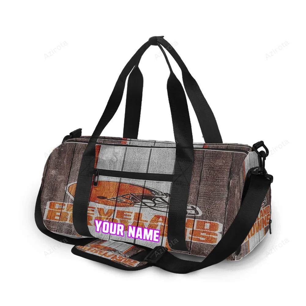Cleveland browns logo wooden v2 personalized name travel bag gym bag 609 Travel Bag