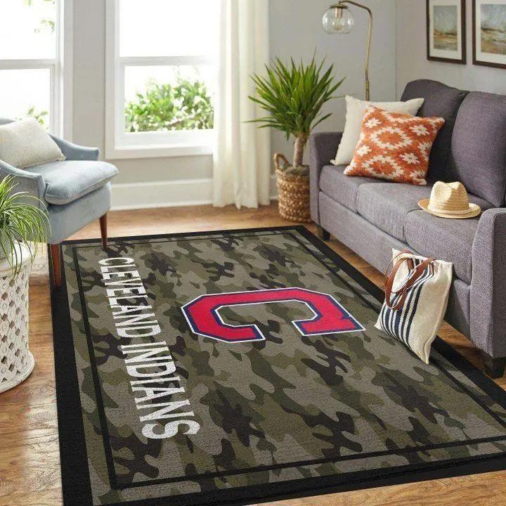 Cleveland indians area rug mlb baseball team logo wooden style rug v6702 Rectangle Rug