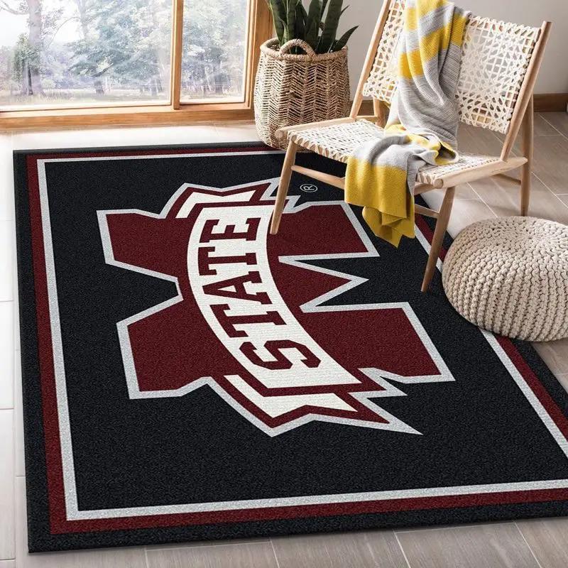 College spirit mississippi state sport area rug living room and bed room rug rug regtangle carpet floor decor home decor Rectangle Rug