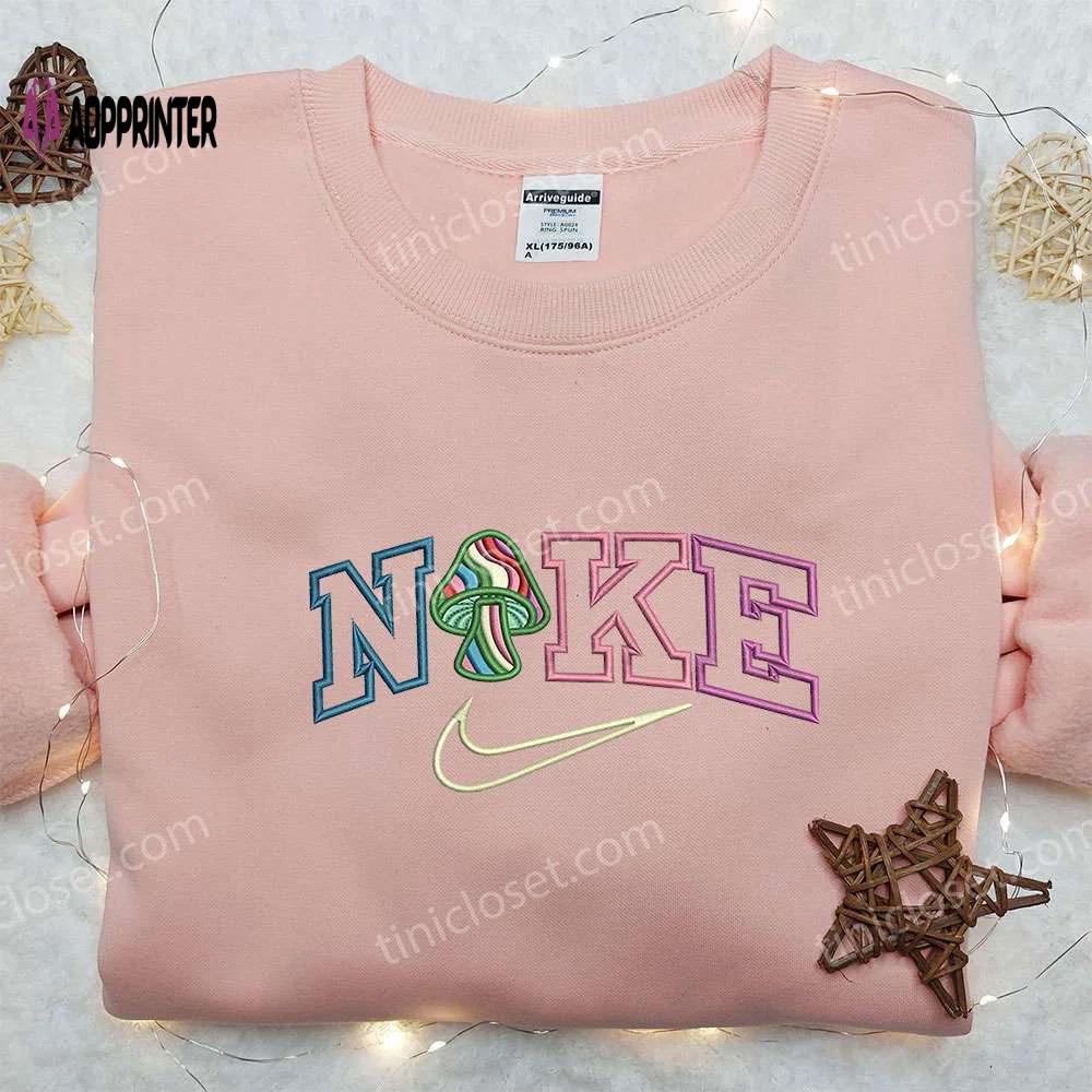 Colorful mushroom x nike embroidered shirt – best family gift nike inspired Embroidered Shirt