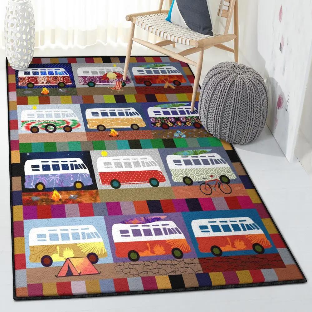 Comfort color area rugs for living room, vw bus colorful rug Rectangle Rug