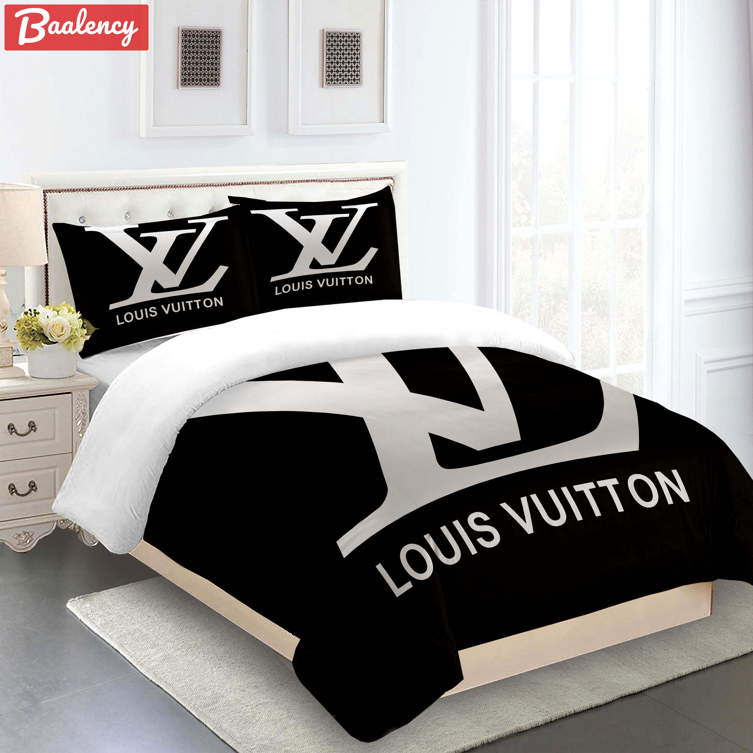 Comforter sets golden black logo louis vuitton bedding set  home decoration Bedding Sets