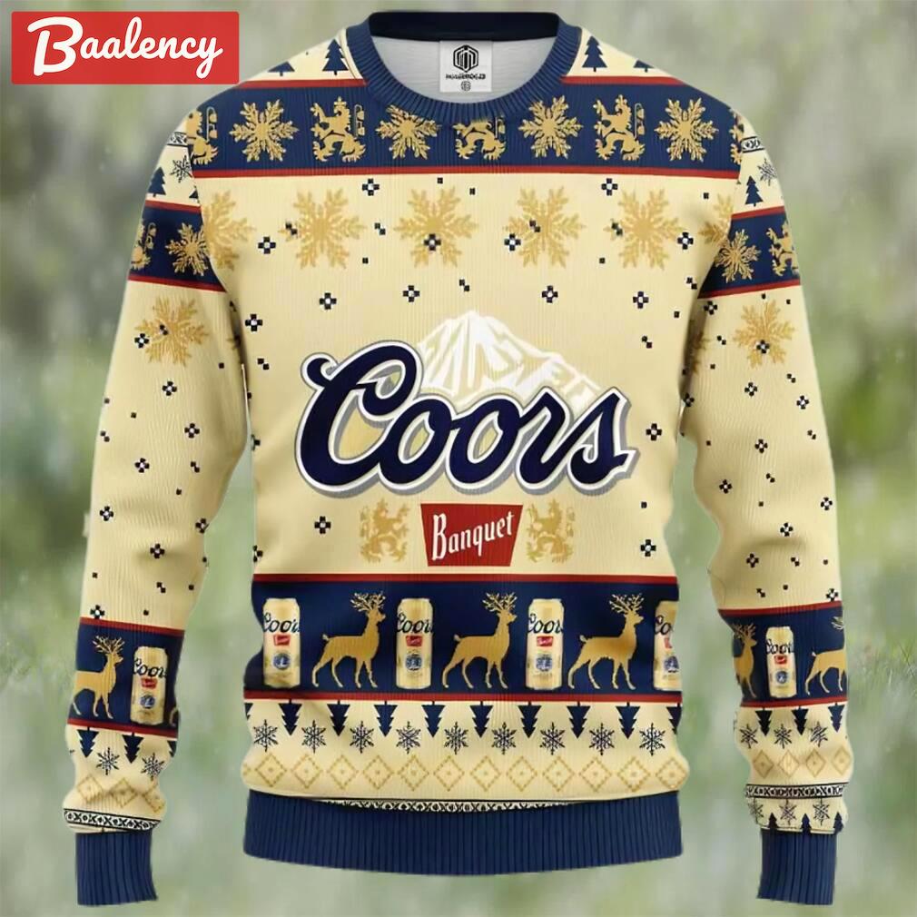Coors banquet beer ugly christmas sweater, faux wool sweater, international beer day, gifts for beer lovers, best christmas gifts for 2022 ? prinvity Christmas Ugly Sweater