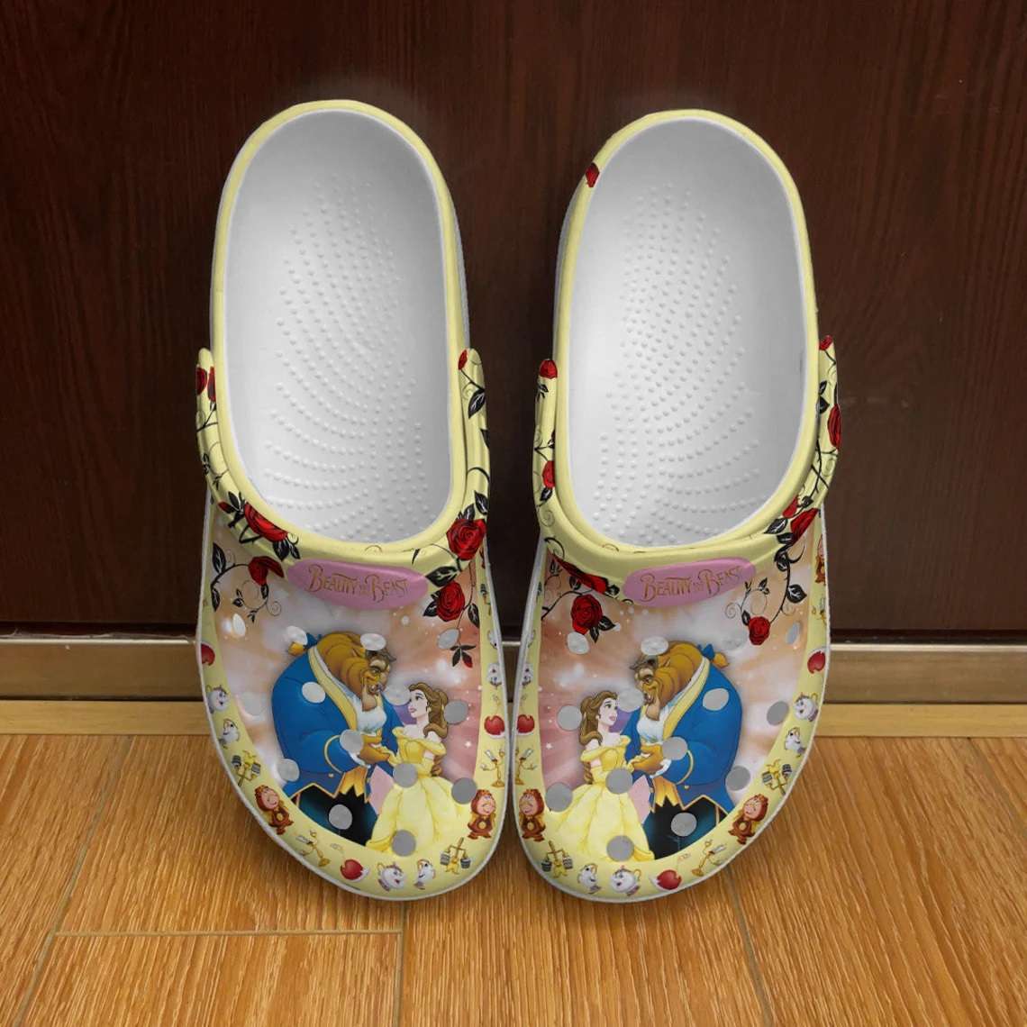 Crocs outfit - beauty and the beast floral yellow patterns disney graphic cartoon unisex crocs clogs crocband shoes - 223 Crocs Outfit
