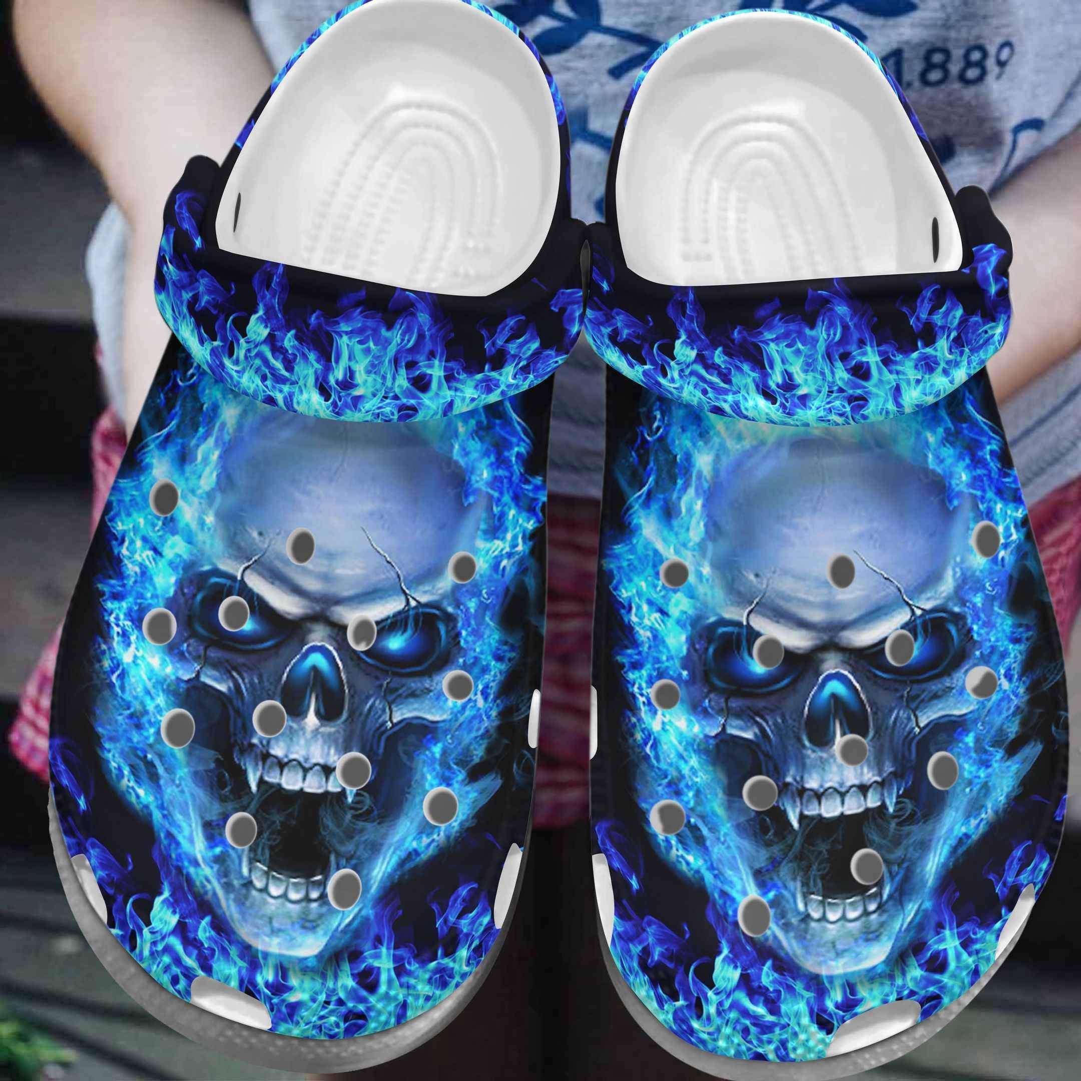 Crocs outfit - blue fire skull crocs crocband clog shoes - 256 Crocs Outfit