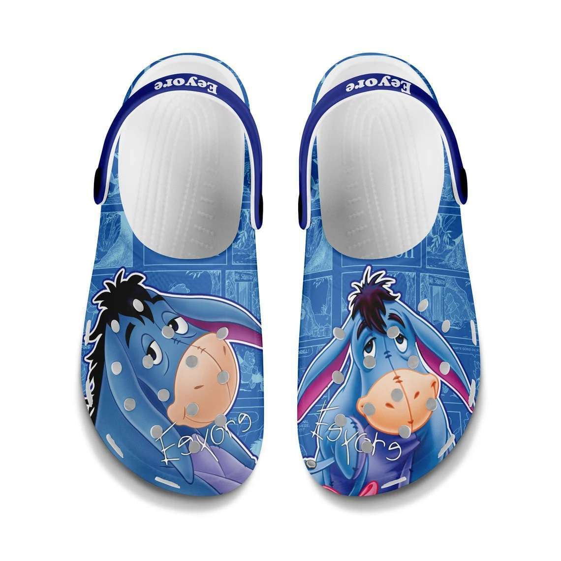 Crocs outfit - eeyore shy donkey blue pattern disney graphic cartoon crocs clogs crocband shoes - 671 Crocs Outfit