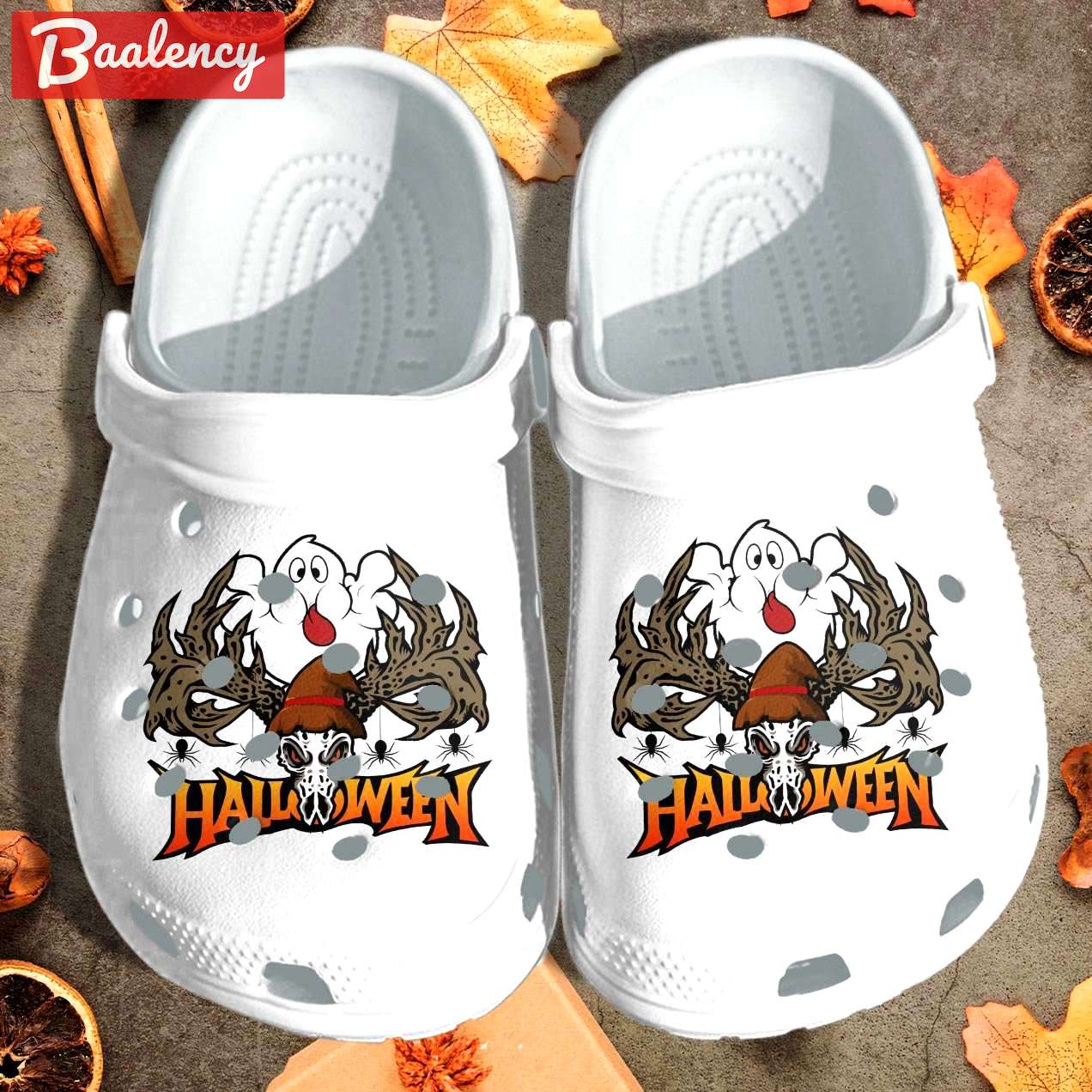 Crocs outfit - halloween cute ghost with skull deer  crocs crocband clogs shoes - 1015 Crocs Outfit