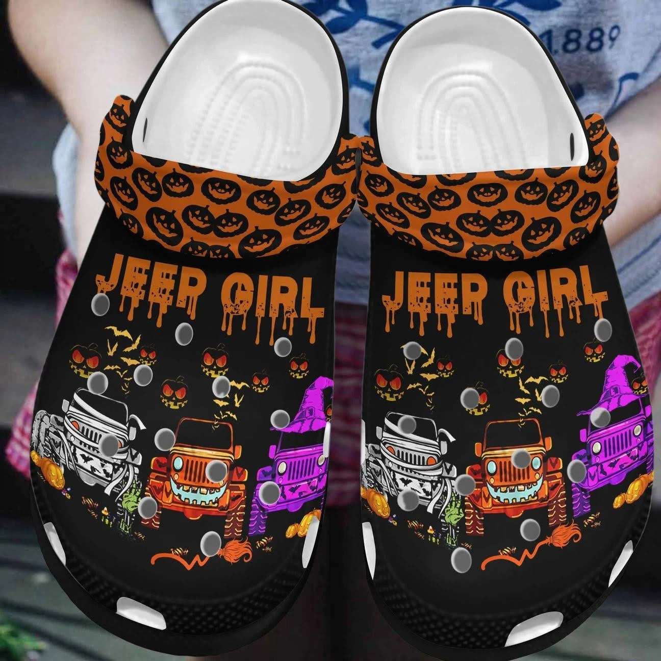 Crocs outfit - halloween pumpkins jeep girl crocs crocband clog shoes for jeep lover - 1103 Crocs Outfit