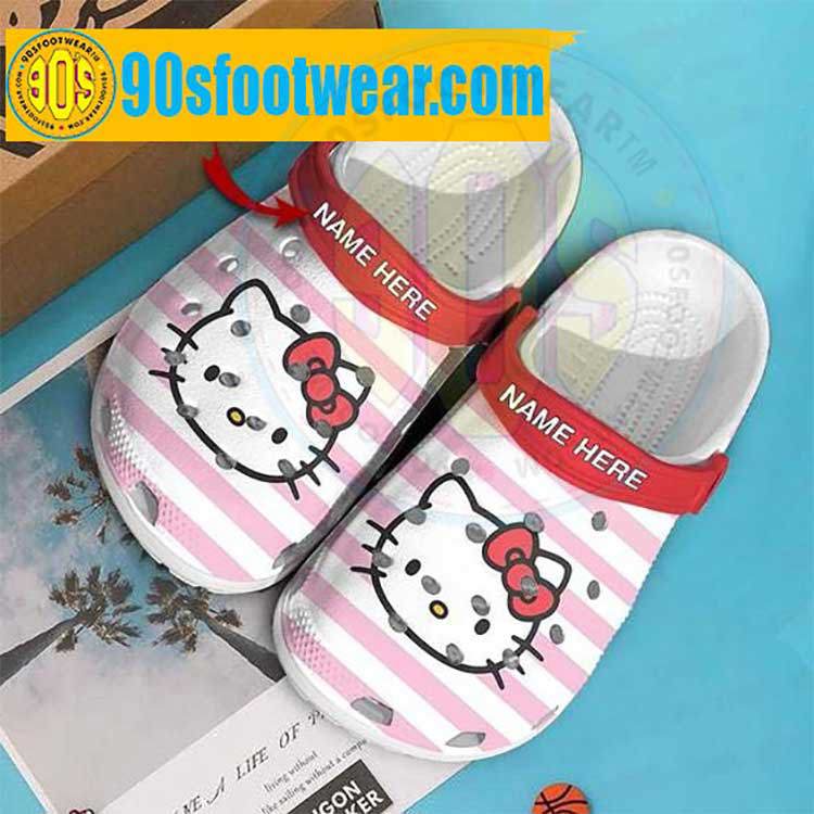 Crocs outfit - hello kitty personalized crocs – pink line pattern custom name crocband clog shoes - 1227 Crocs Outfit