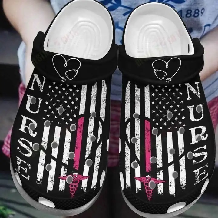 Crocs outfit - nurse job thin pink line crocs crocband clog shoes for men women - 1541 Crocs Outfit