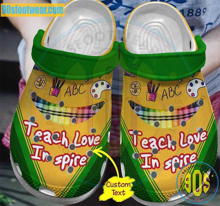 Crocs outfit - personalized crocs for teachers – smiling face crayons pencils teach love inspire clogs - 1679 Crocs Outfit