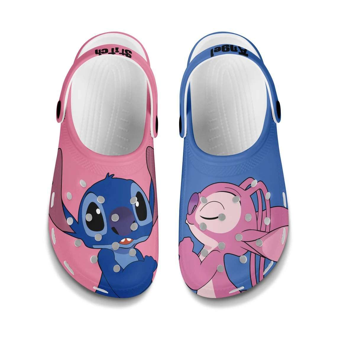 Crocs outfit - stitch angel kissing full print pink blue disney graphic cartoon crocs clogs crocband shoes - 2103 Crocs Outfit