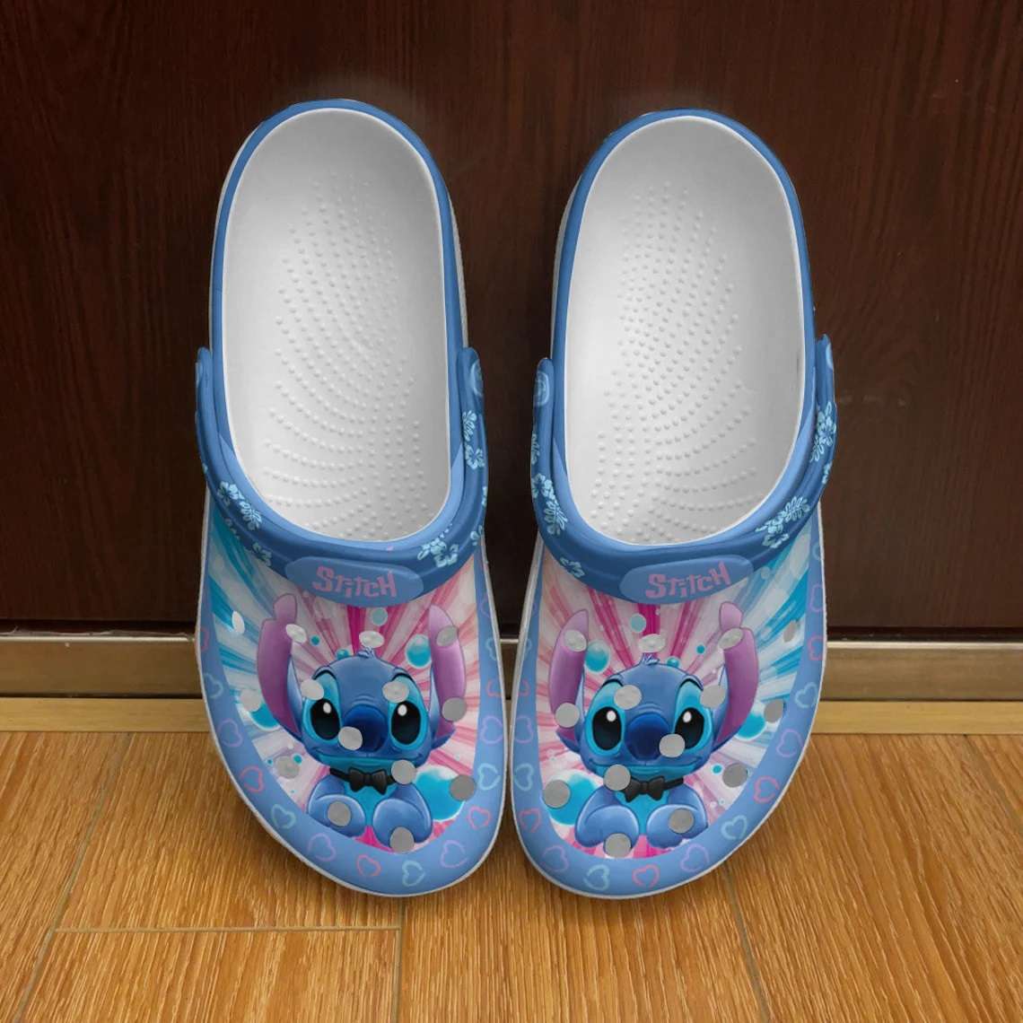 Crocs outfit - stitch floral heart patterns blue pink disney graphic cartoon unisex crocs clogs crocband shoes - 2107 Crocs Outfit