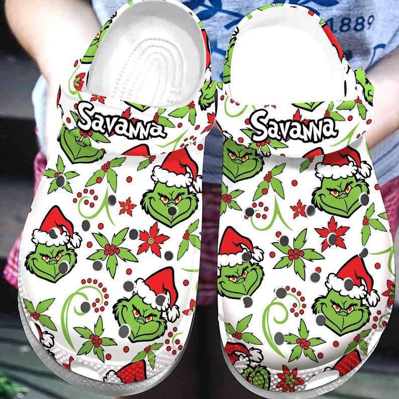 Crocs outfit - the grinch face santa custom name crocs clogs crocband shoes - 2204 Crocs Outfit