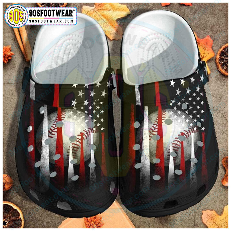 Crocs outfit - usa flag 4th of july american pride funny baseball crocs - 2240 Crocs Outfit