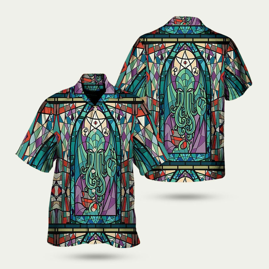 Cthulhu church stained glass hawaiian shirt Hawaii Shirt Shorts & Flip Flops