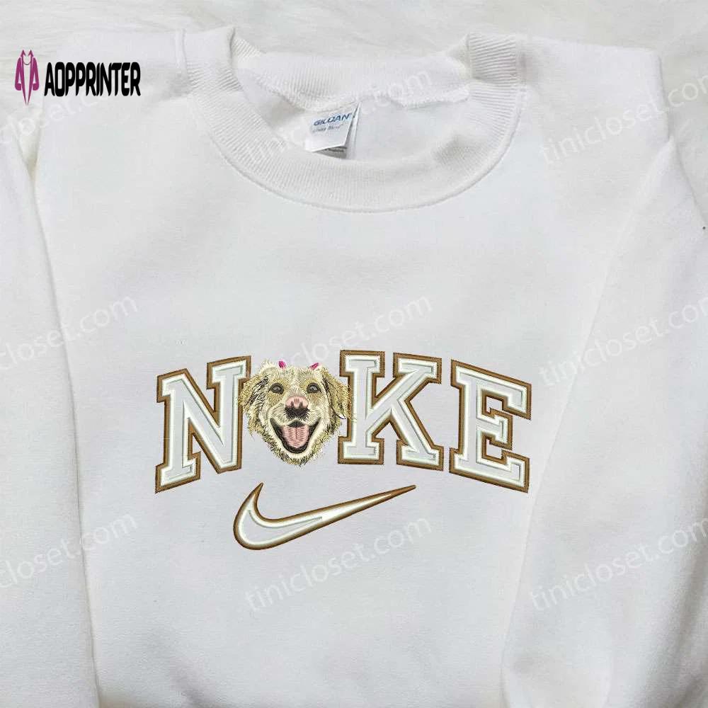 Custom nike dog smile embroidered shirt: animal-inspired style Embroidered Shirt