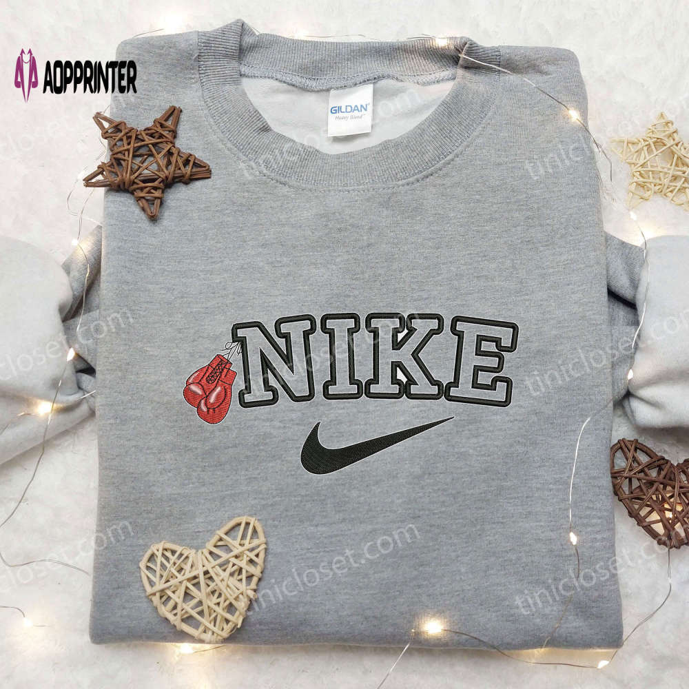 Custom nike embroidered shirt: boxing gloves inspired design Embroidered Shirt