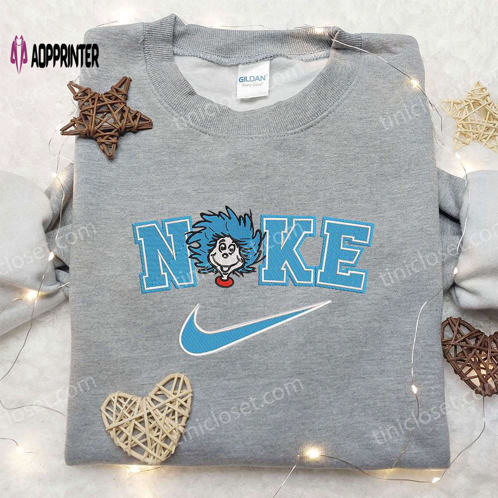 Custom nike embroidered shirt – thing one x cat in the hat design Embroidered Shirt