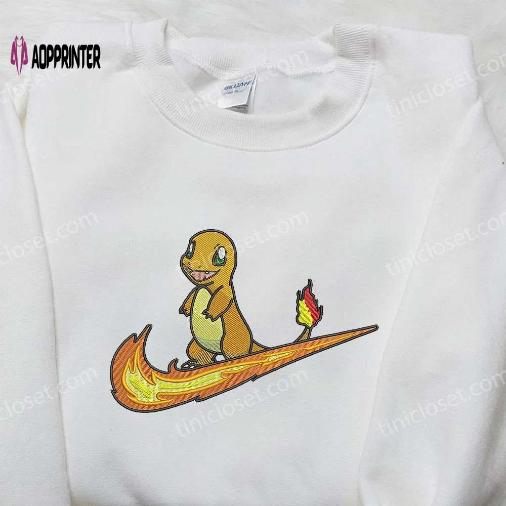 Custom nike x charmander stand embroidered shirt – pokémon design Embroidered Shirt