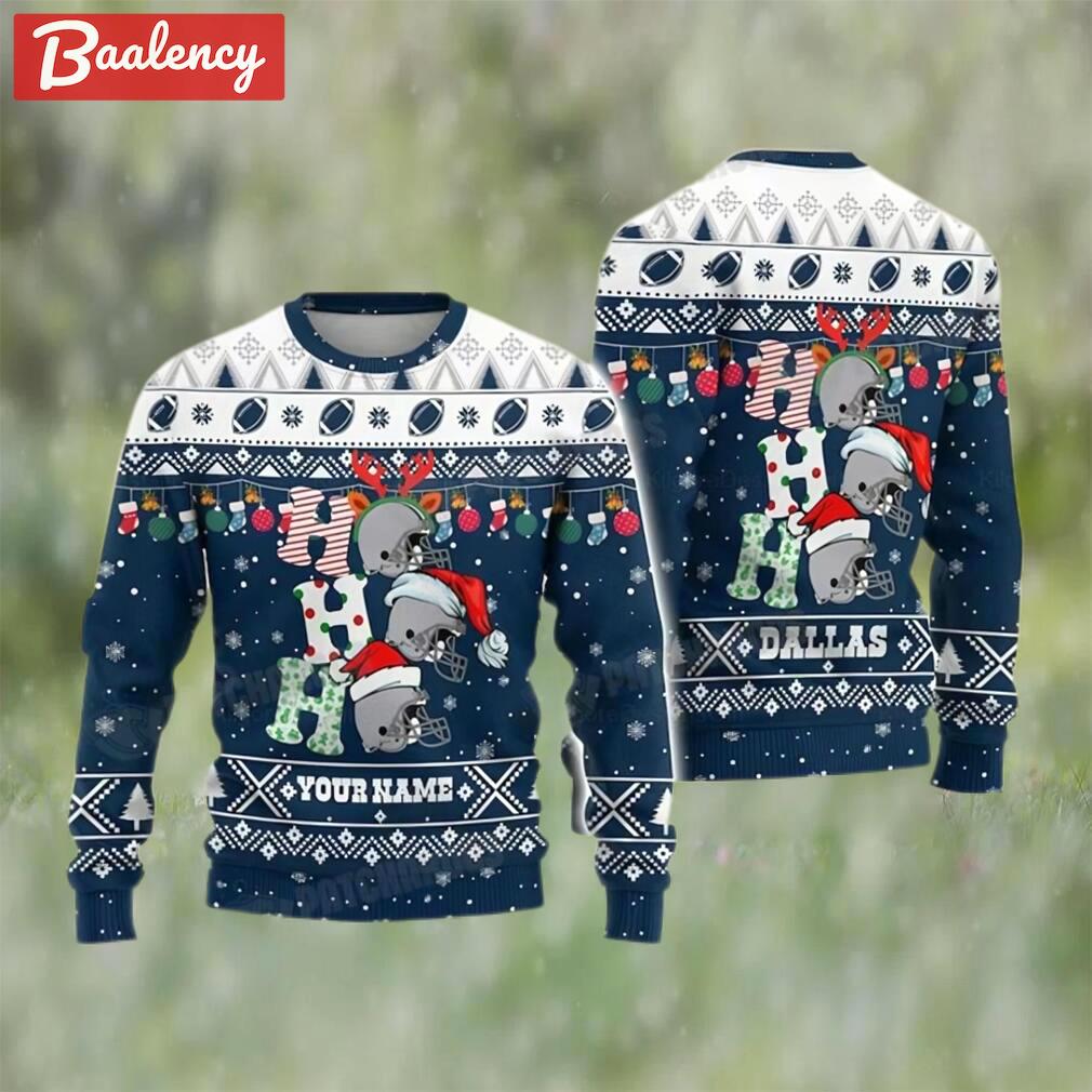Customized nfl dallas football ho ho ho ugly christmas sweater cowboys gift ideas Christmas Ugly Sweater