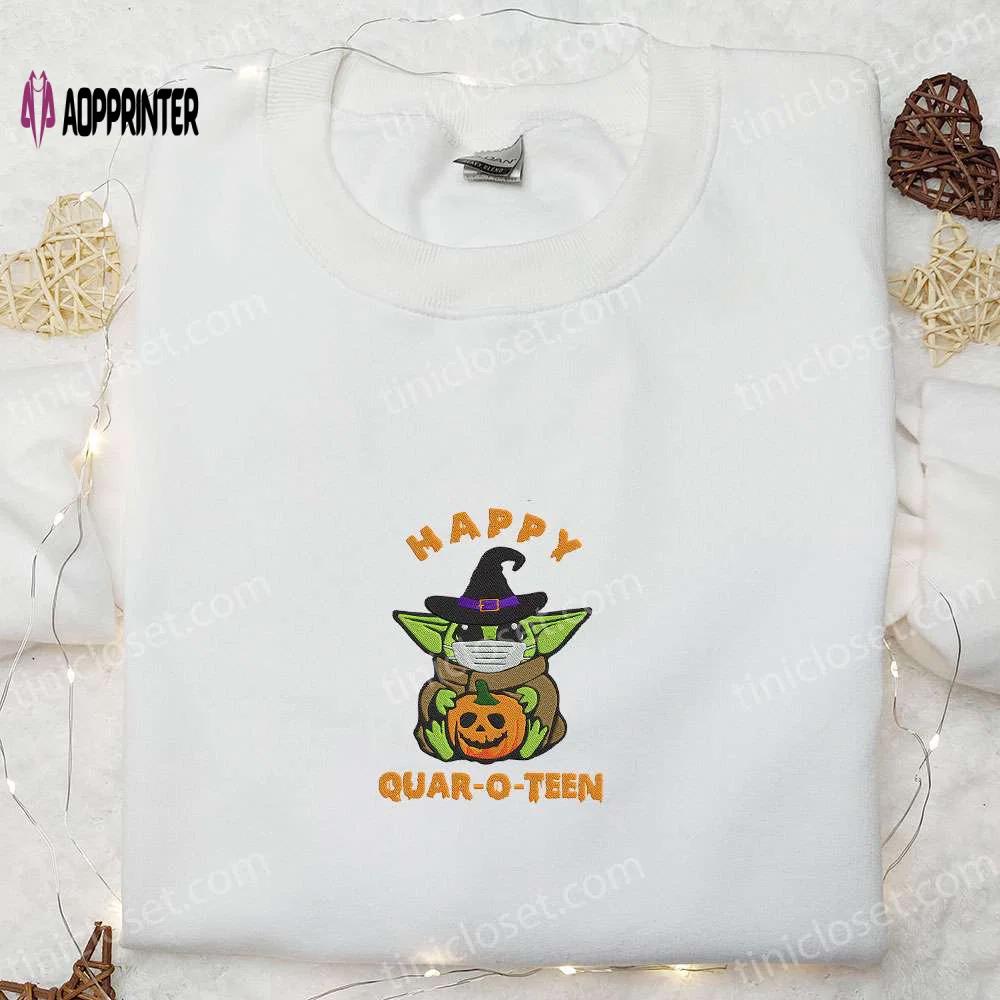 Cute baby yoda pumpkin embroidered sweatshirt: perfect halloween gift for family Embroidered Shirt