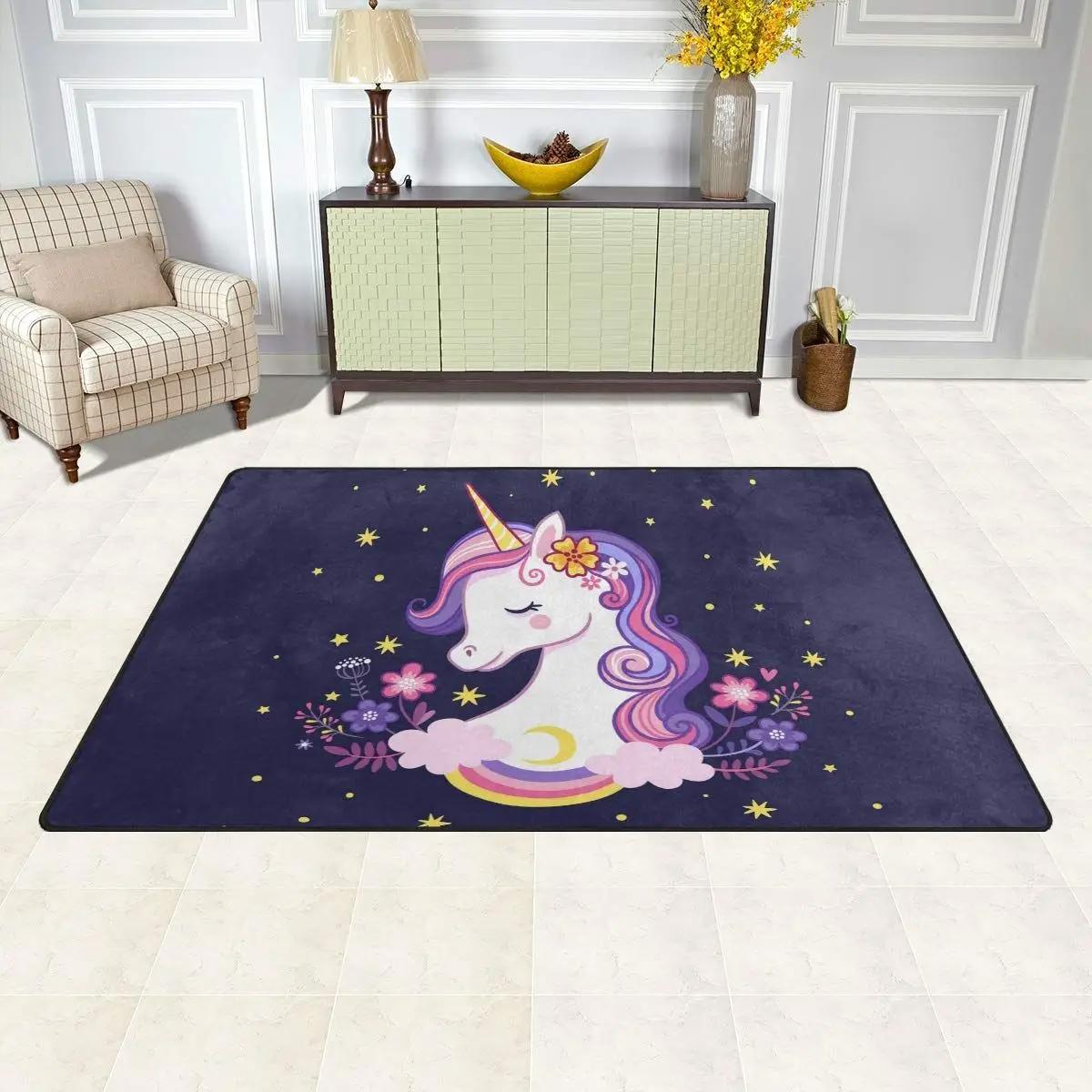 Cute cartoon purple unicorn dhcg1610042r rug living room rug home decor Rectangle Rug