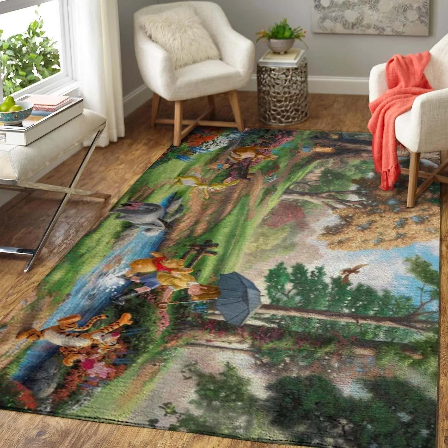 Cute winnie the pooh area rug living room rug home decordisney home decor Rectangle Rug