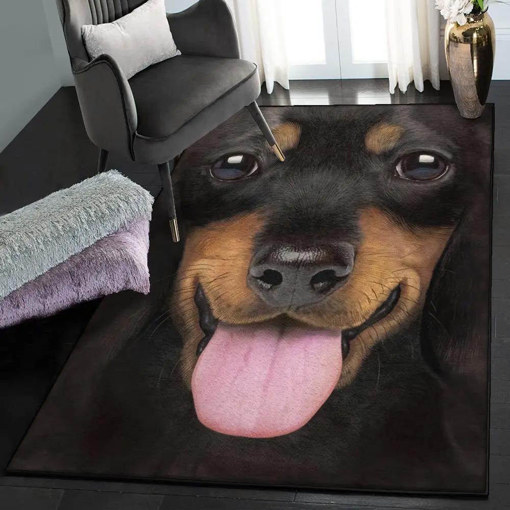 Dachshund modern area rugs, big face dachshund puppy rug Rectangle Rug