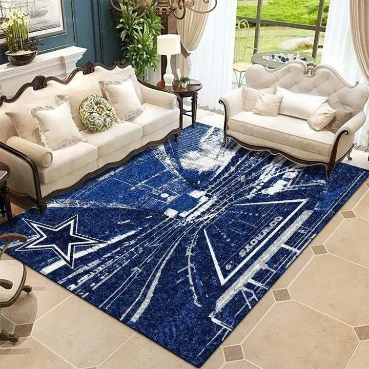 Dallas cowboys area rug living room rug home decor nfl football b100810 Rectangle Rug