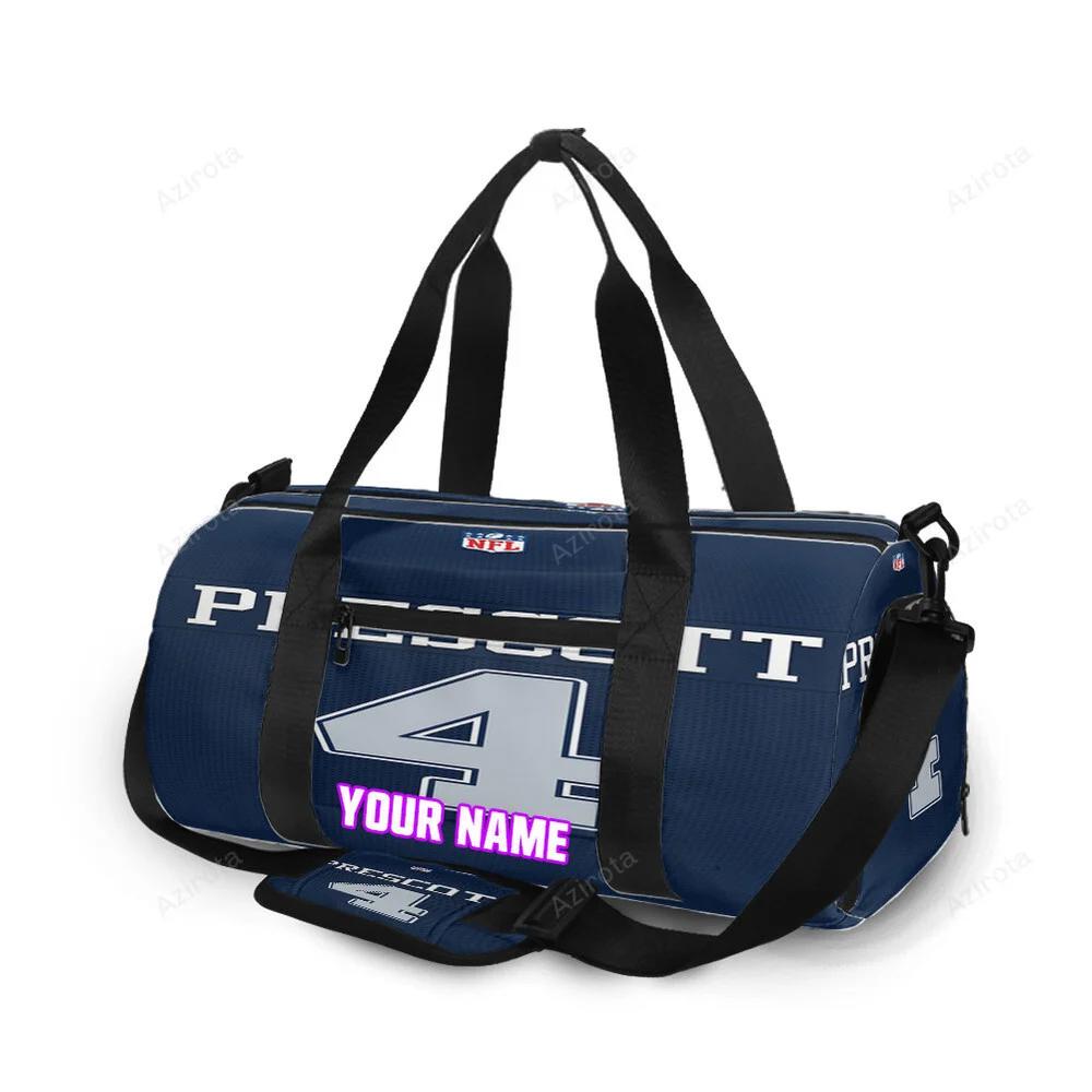 Dallas cowboys prescott 4 jersey personalized name travel bag gym bag 1307 Travel Bag