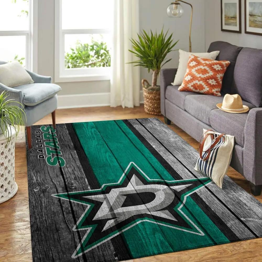 Dallas stars nhl team logo area rugs wooden style living room regtangle carpet Rectangle Rug