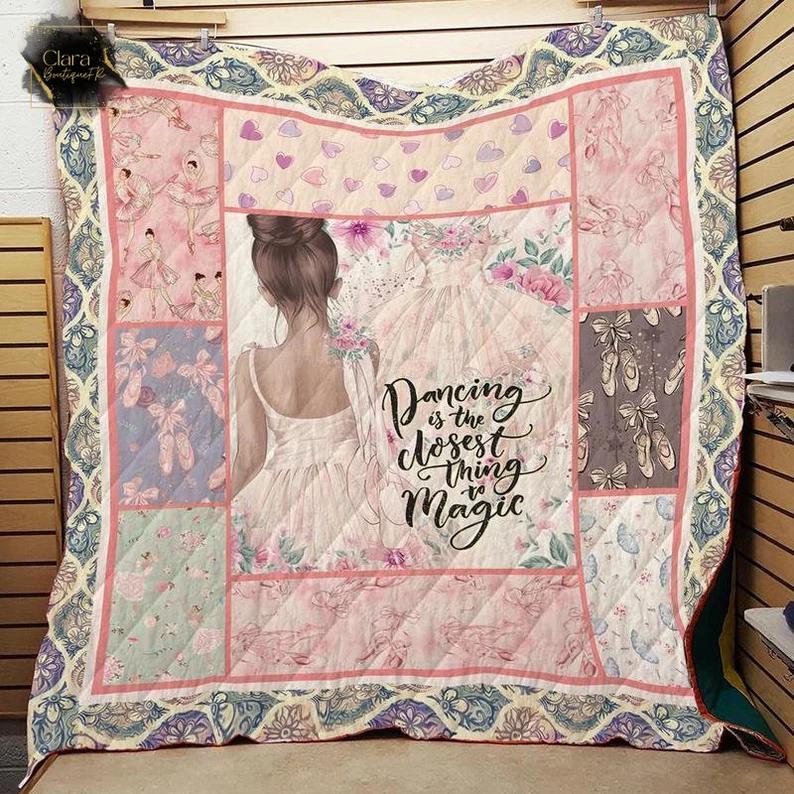 Dancing is the clothes thing to magic ballet is the closest fleece blanket, mink sherpa blanket, ballet blanket, ballet clothes quilt Quilt Blanket