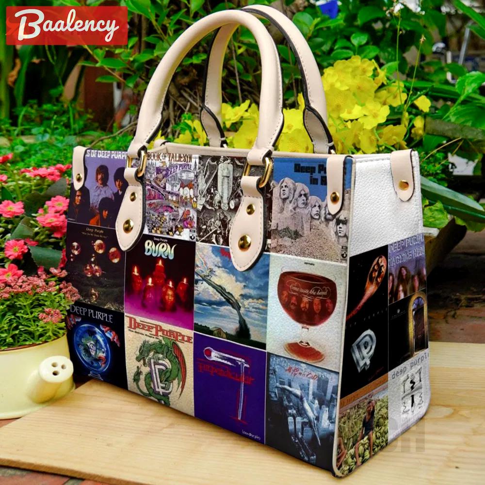 Deep purple band leather bag for women gift 1806 Women Leather Hand Bag