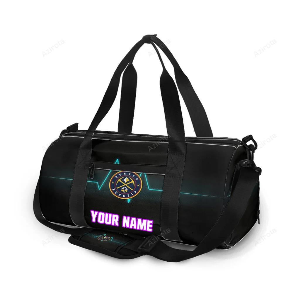 Denver nuggets heart beat black personalized name travel bag gym bag 1717 Travel Bag