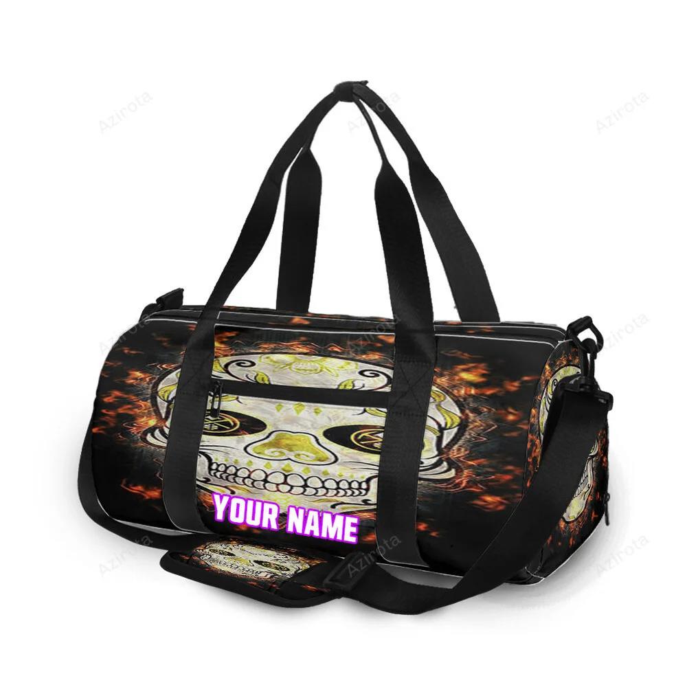 Denver nuggets skull fire personalized name travel bag gym bag 382 Travel Bag