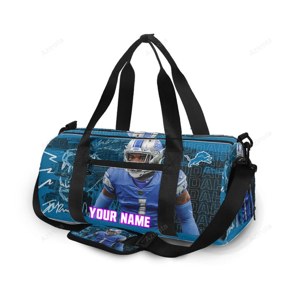 Detroit lions jeff okudah 1 v2 personalized name travel bag gym bag 1895 Travel Bag