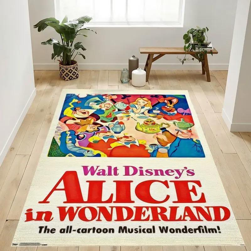 Disney alice in wonderland one sheet area rug living room and bed room rug rug regtangle carpet floor decor home decor Rectangle Rug