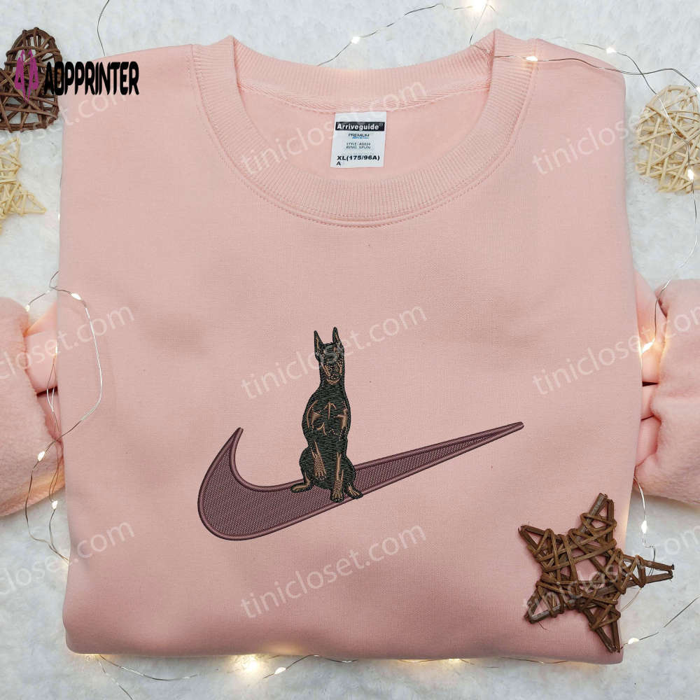 Dobermann x nike embroidered shirt – custom & inspired nike apparel Embroidered Shirt
