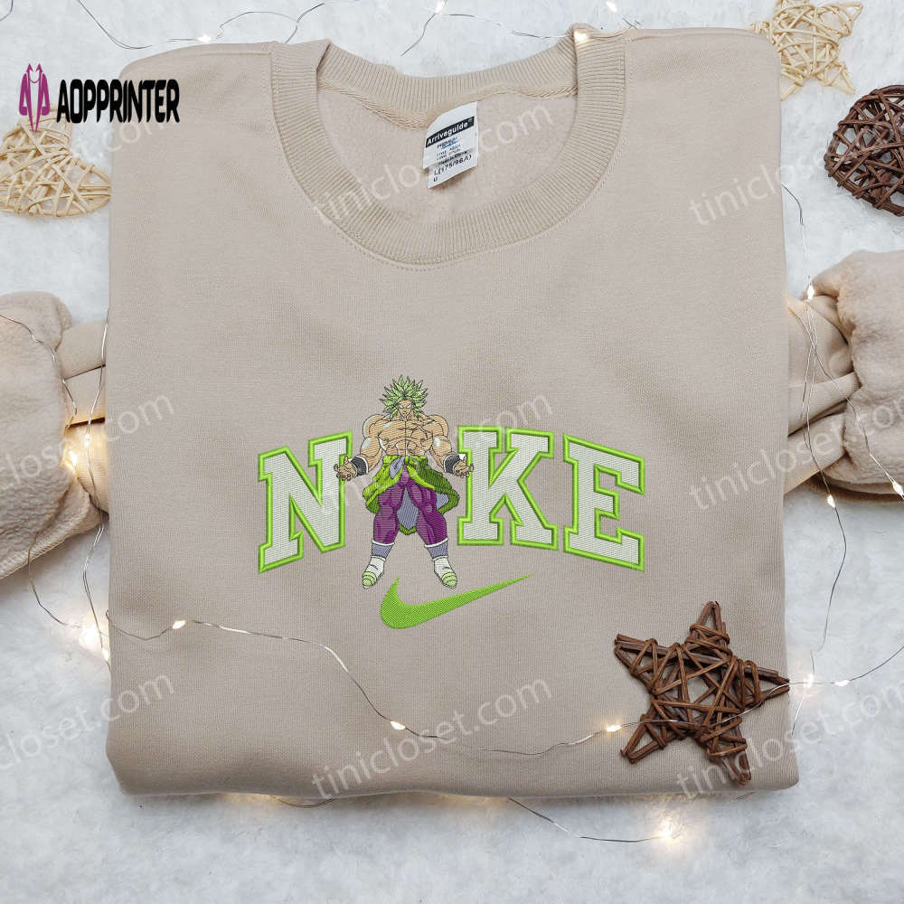 Dragon ball z broly x nike embroidered shirt – custom and unique nike design Embroidered Shirt
