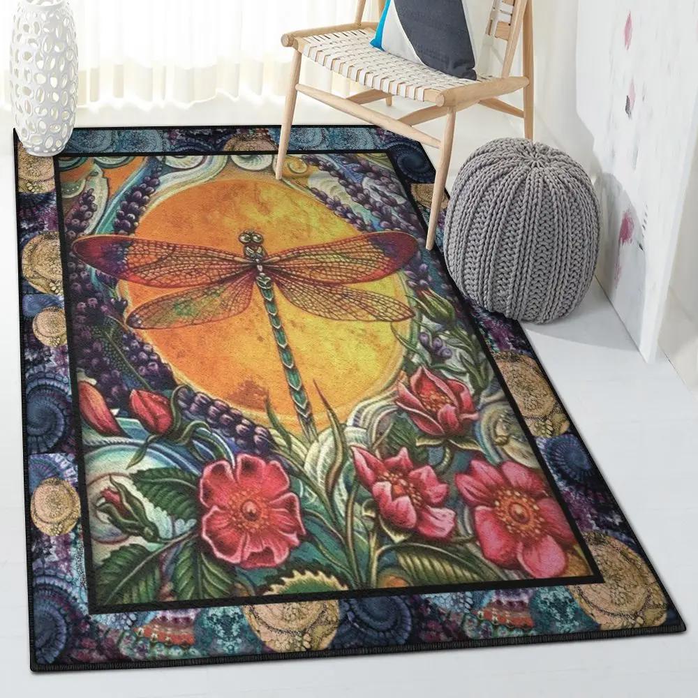 Dragonfly indoor outdoor rugs, gearsly dragonfly rug Rectangle Rug