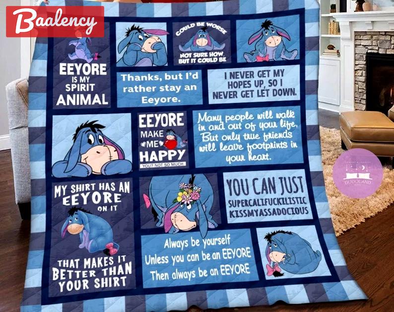 Eeyore blanket, winnie the pooh fleece blanket, movie couch sofa blanket, eeyore birthday gifts,eeyore christmas gift for kids Quilt Blanket