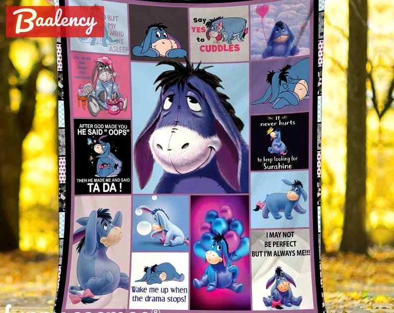 Eeyore fleece blanket, eeyore quotes throw blanket for couch sofa, pooh and friends blanket, christmas gift Quilt Blanket