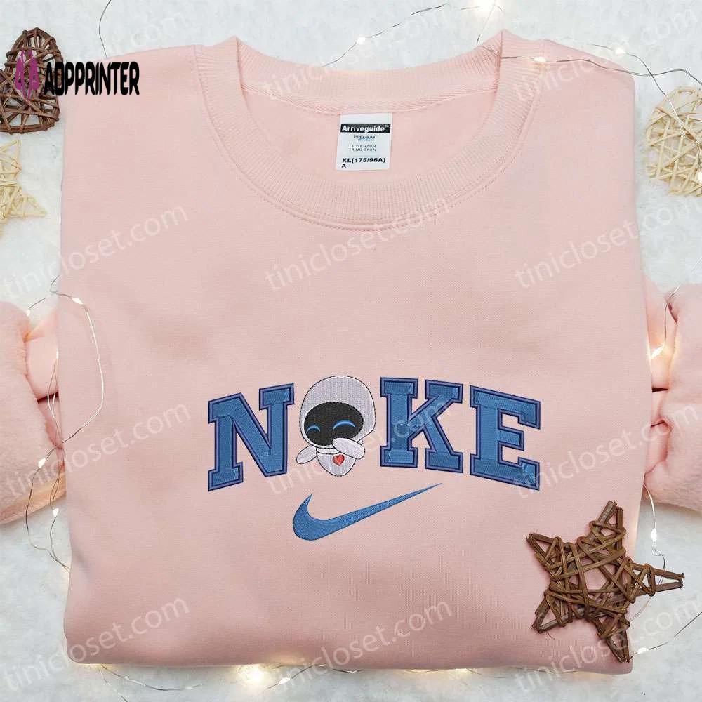 Eve x nike cartoon embroidered shirt – wall e & nike inspired design Embroidered Shirt