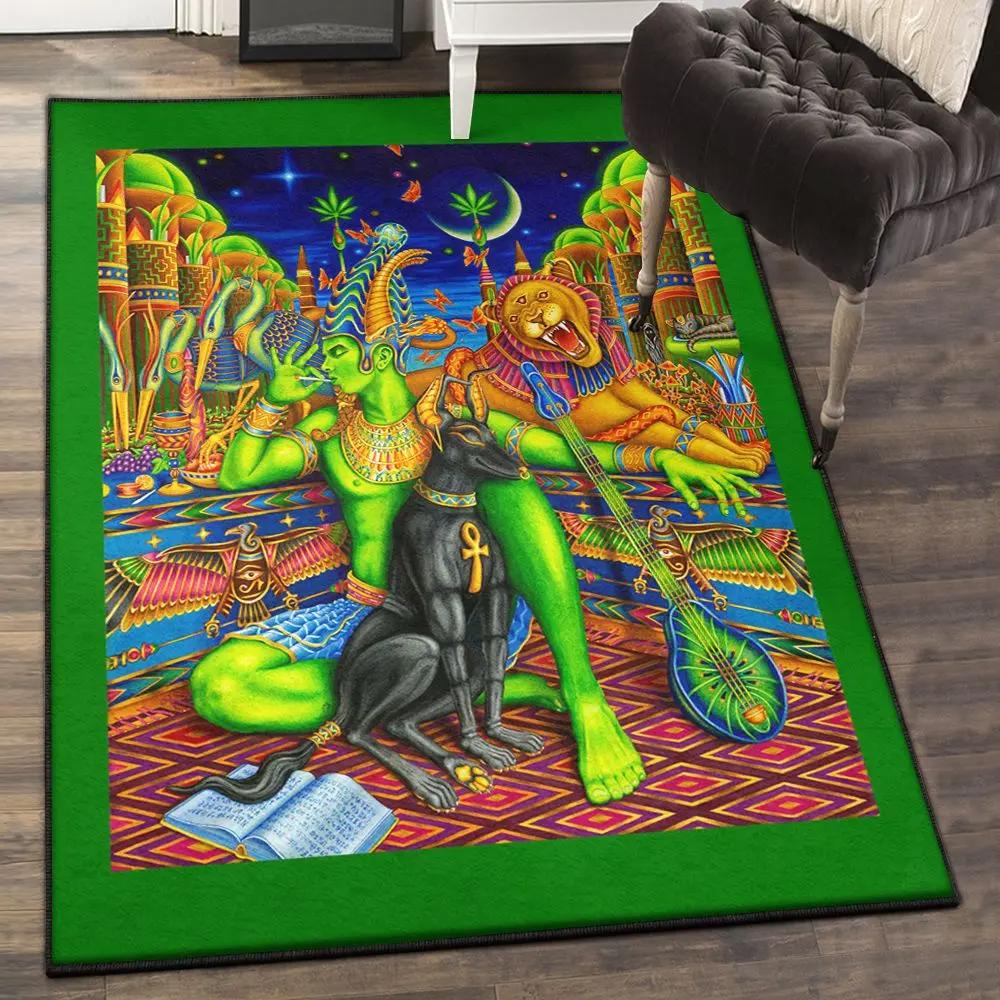 Eye of horus non shedding area rug, egyptian rug Rectangle Rug
