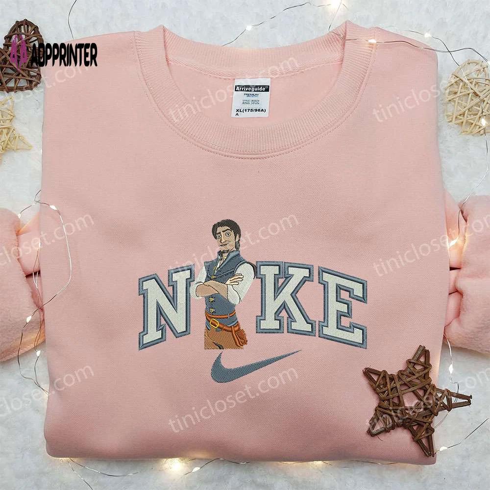 Flynn rider x nike embroidered shirt: tangled custom design for iconic style! Embroidered Shirt