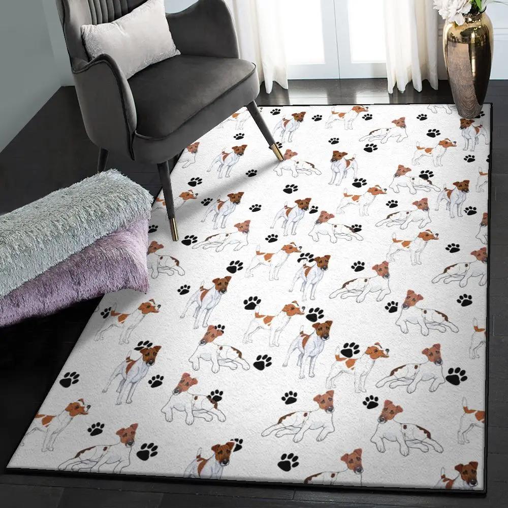 Fox terrier puppies modern rugs, smooth fox terrier paw gs cl rug Rectangle Rug