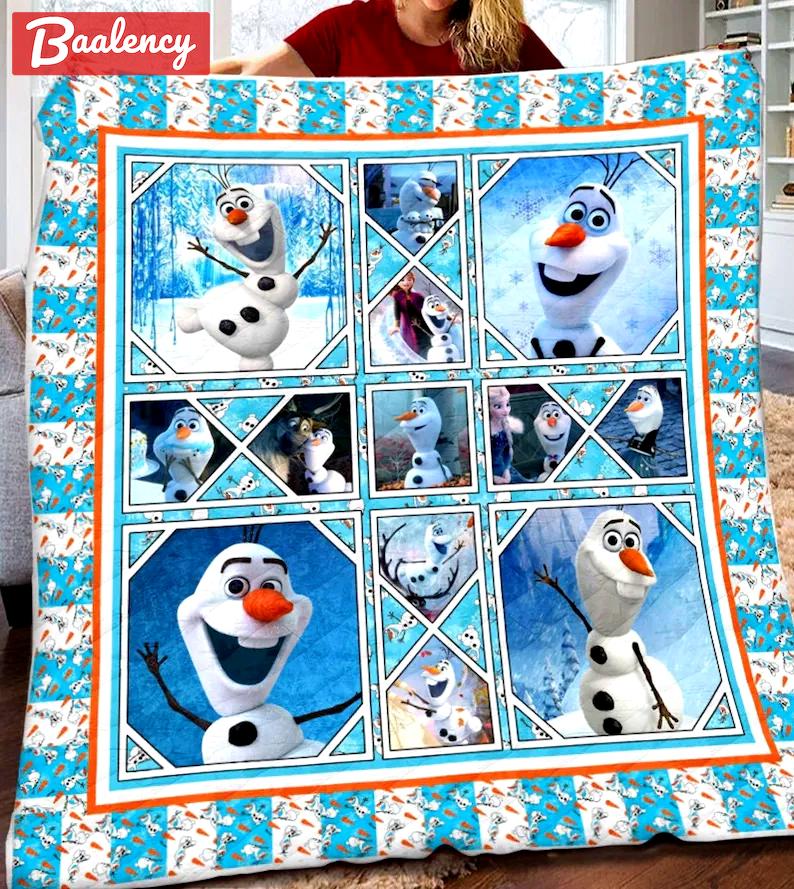 Frozen olaf blanket, olaf fleece blanket, olaf couch sofa blanket,elsa and olaf gift,christmas xmas gifts kids frozen birthday gifts Quilt Blanket
