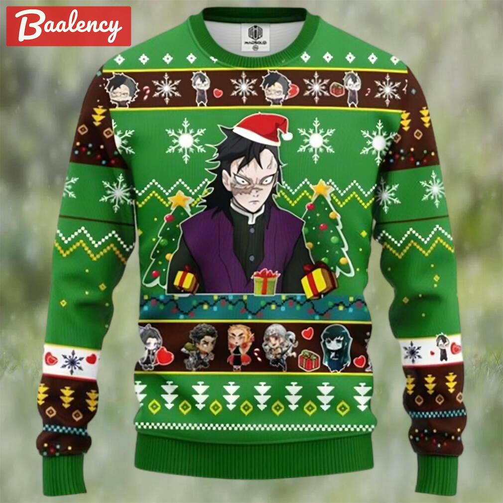 Genya shinazugawa demon slayer chibi demon slayer ugly christmas sweater Christmas Ugly Sweater